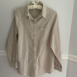 H&M linen blend cream colored button down shirt Women’s Size S